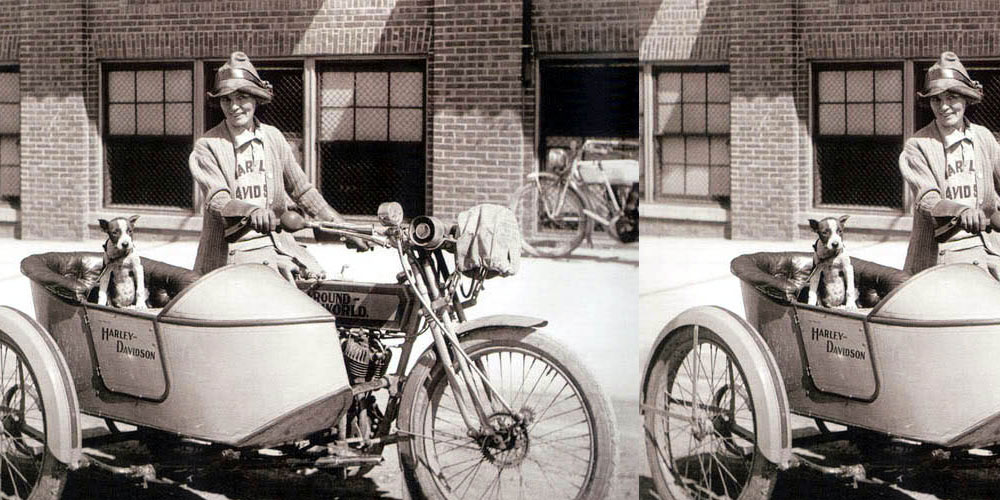 woman riding sidecar